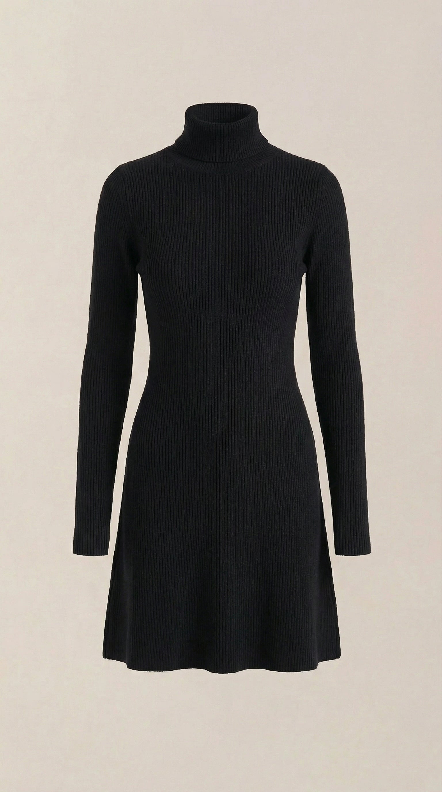 Minikleid Damen mit Rollkragen und gerippter Strick-Qualität – Amandine