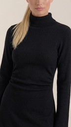 Minikleid Damen mit Rollkragen und gerippter Strick-Qualität – Amandine