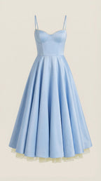 Midikleid Damen mit Sweetheart-Corsage und Satin-A-Linie – Arabella