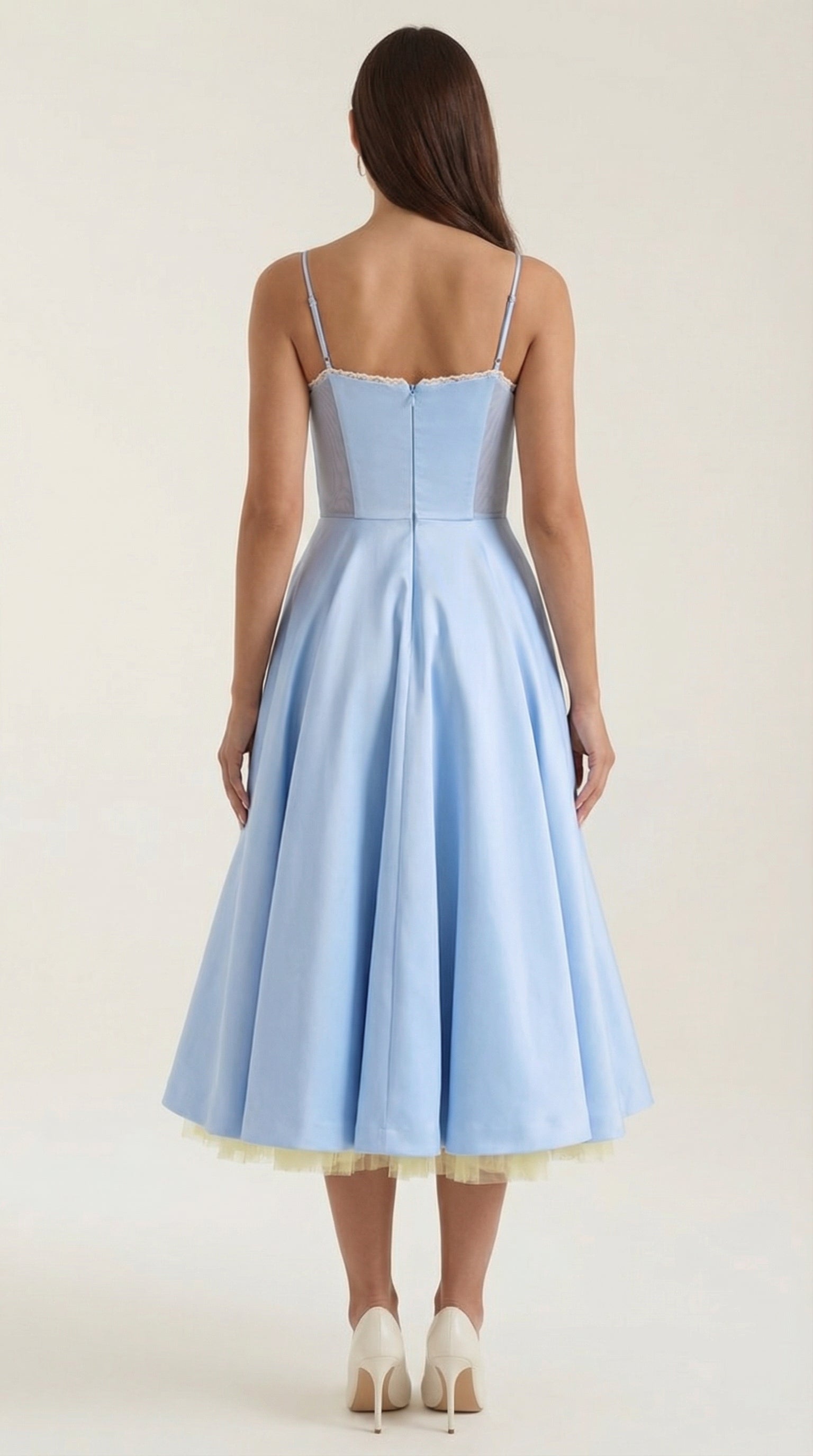 Midikleid Damen mit Sweetheart-Corsage und Satin-A-Linie – Arabella