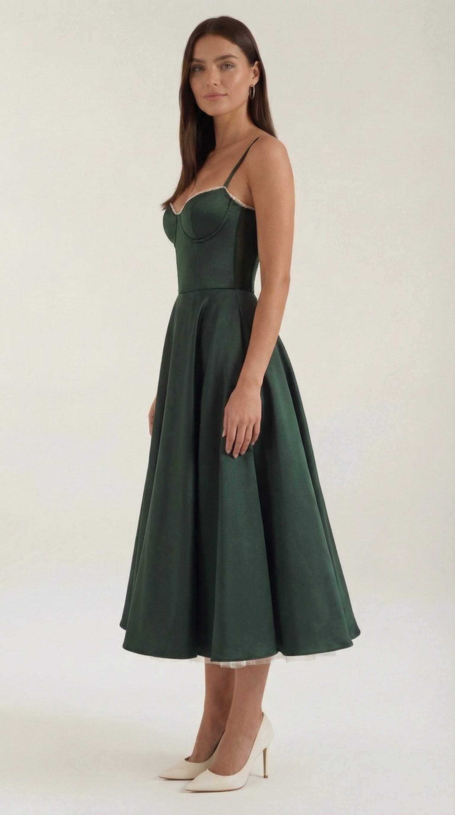 Midikleid Damen mit Sweetheart-Corsage und Satin-A-Linie – Arabella