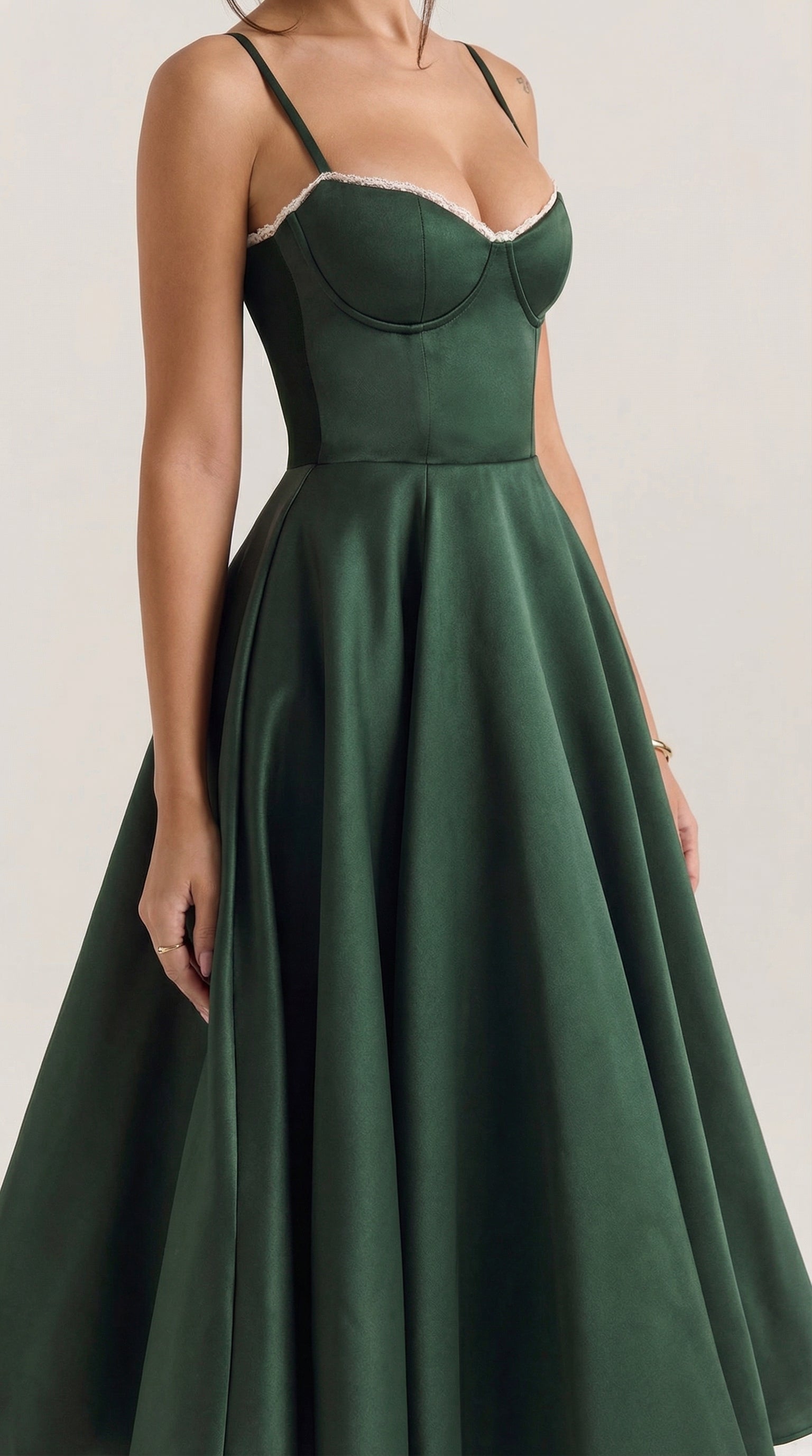 Midikleid Damen mit Sweetheart-Corsage und Satin-A-Linie – Arabella