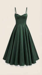 Midikleid Damen mit Sweetheart-Corsage und Satin-A-Linie – Arabella