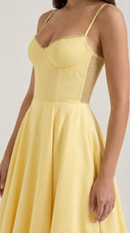 Midikleid Damen mit Sweetheart-Corsage und Satin-A-Linie – Arabella