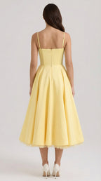 Midikleid Damen mit Sweetheart-Corsage und Satin-A-Linie – Arabella