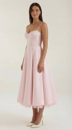 Midikleid Damen mit Sweetheart-Corsage und Satin-A-Linie – Arabella