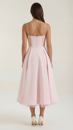 Midikleid Damen mit Sweetheart-Corsage und Satin-A-Linie – Arabella