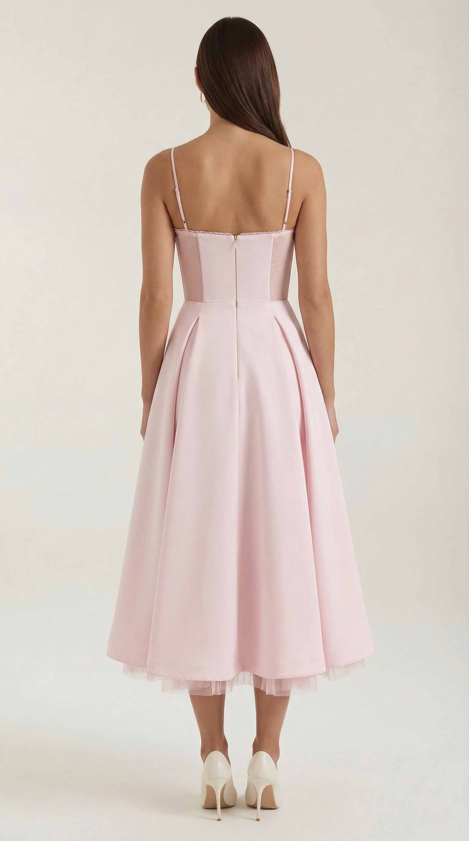 Midikleid Damen mit Sweetheart-Corsage und Satin-A-Linie – Arabella