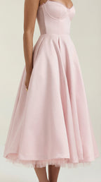 Midikleid Damen mit Sweetheart-Corsage und Satin-A-Linie – Arabella