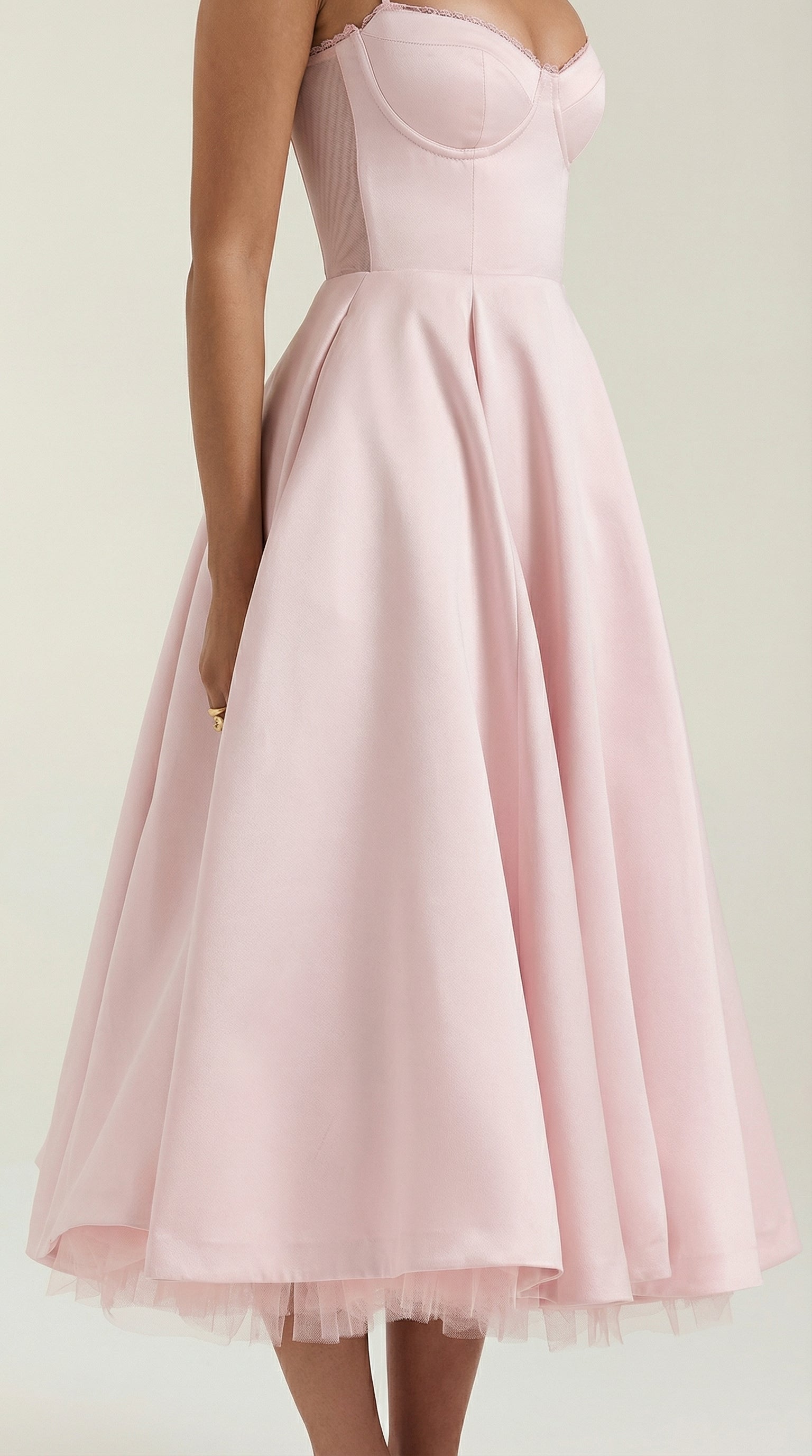 Midikleid Damen mit Sweetheart-Corsage und Satin-A-Linie – Arabella