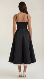 Midikleid Damen mit Sweetheart-Corsage und Satin-A-Linie – Arabella