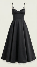 Midikleid Damen mit Sweetheart-Corsage und Satin-A-Linie – Arabella