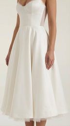 Midikleid Damen mit Sweetheart-Corsage und Satin-A-Linie – Arabella