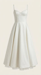 Midikleid Damen mit Sweetheart-Corsage und Satin-A-Linie – Arabella