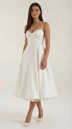 Midikleid Damen mit Sweetheart-Corsage und Satin-A-Linie – Arabella