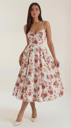 Midikleid Damen mit Sweetheart-Corsage und Satin-A-Linie – Arabella