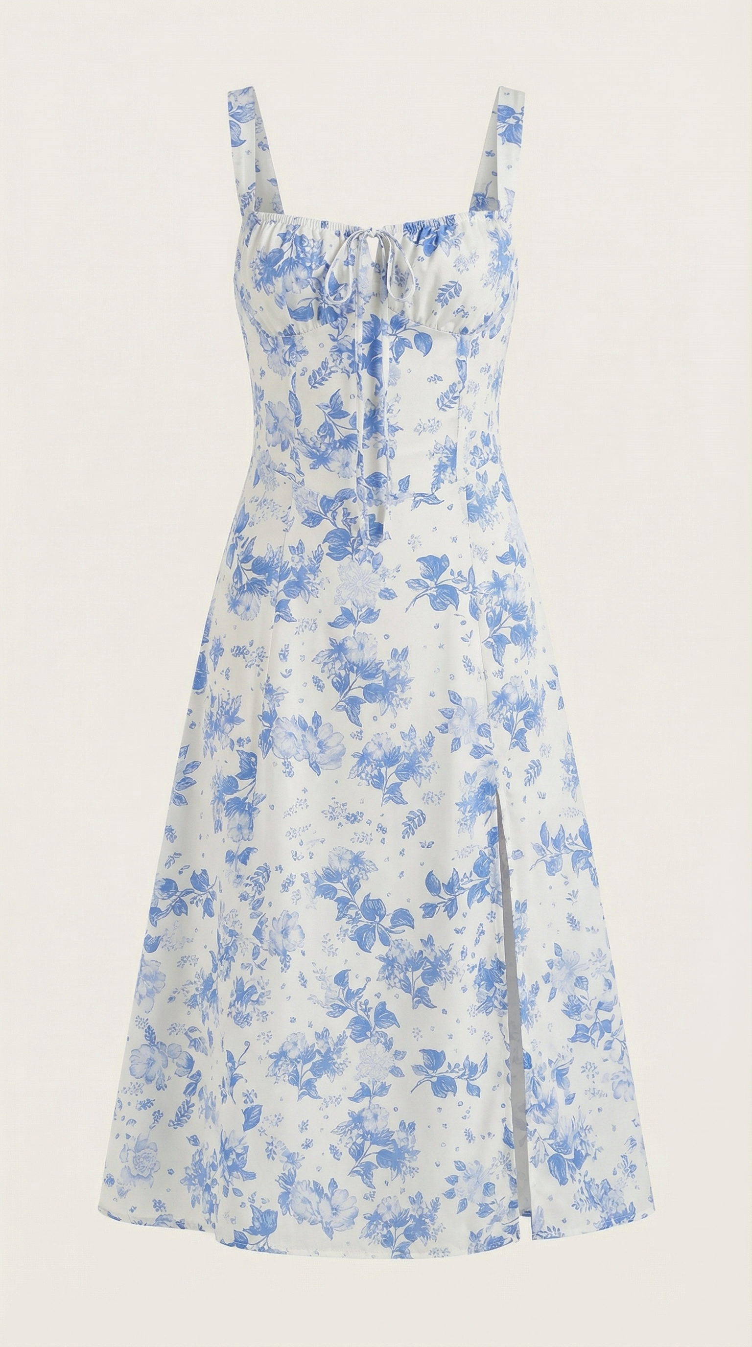 Midikleid Damen mit Blumen-Print und Schnürdetail am Ausschnitt – Isabeau