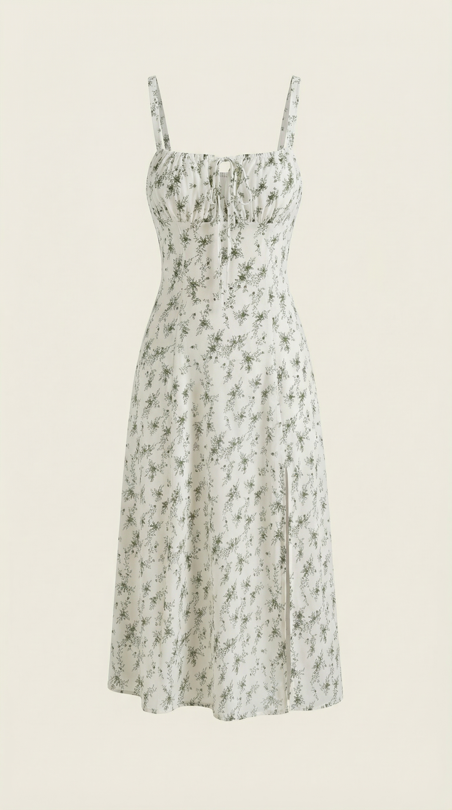 Midikleid Damen mit Blumen-Print und Schnürdetail am Ausschnitt – Isabeau