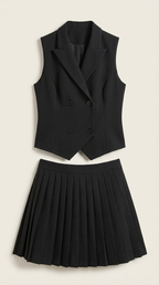 Blazerkleid Damen mit Plissee-Rock und Double-Breasted-Oberteil – Clarissa