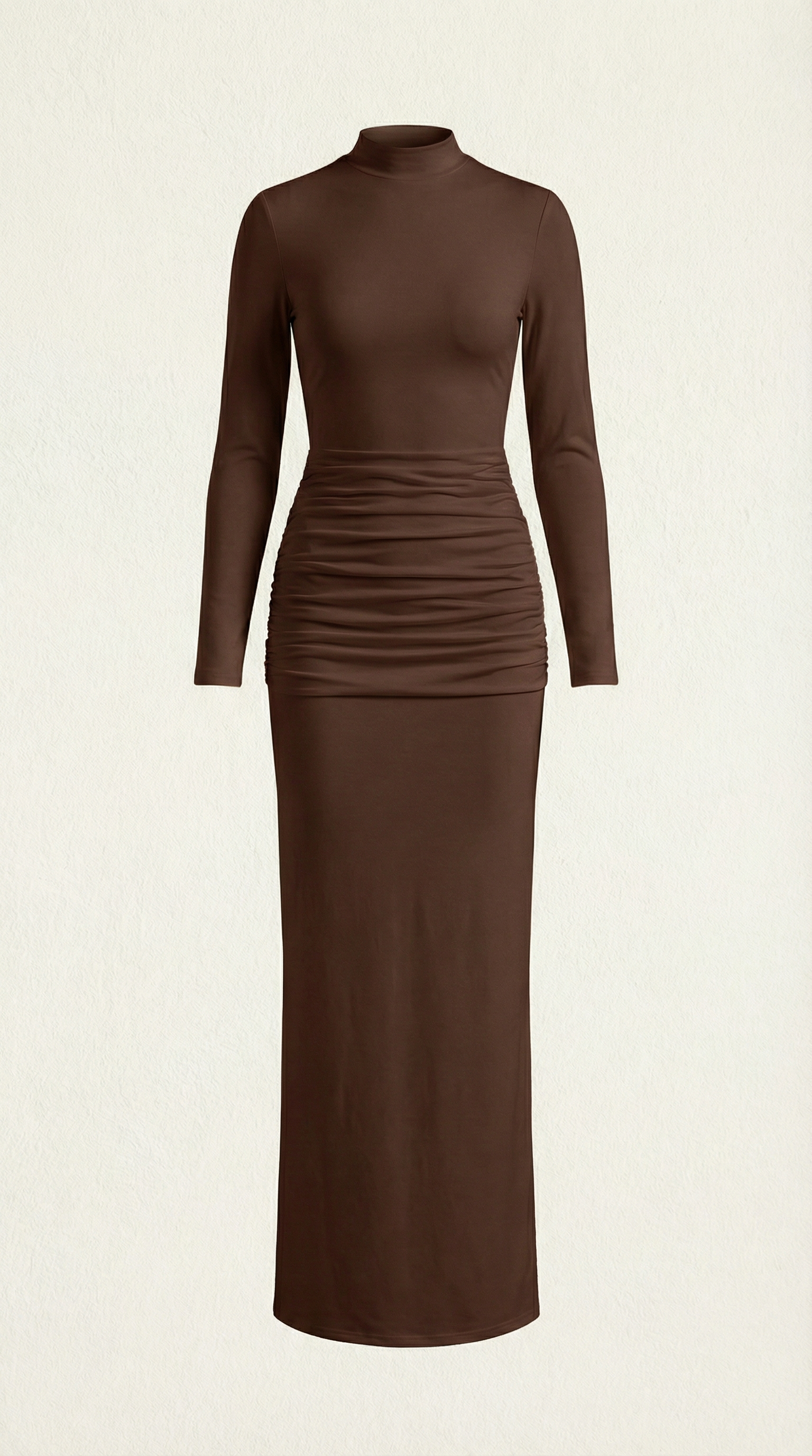 Maxikleid Damen mit Rollkragen und körperbetonntem Langarmschnitt – Hortense