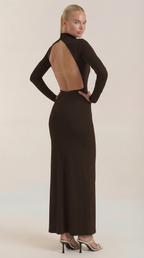 Maxikleid Damen mit Rollkragen und körperbetonntem Langarmschnitt – Hortense