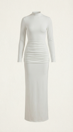 Maxikleid Damen mit Rollkragen und körperbetonntem Langarmschnitt – Hortense