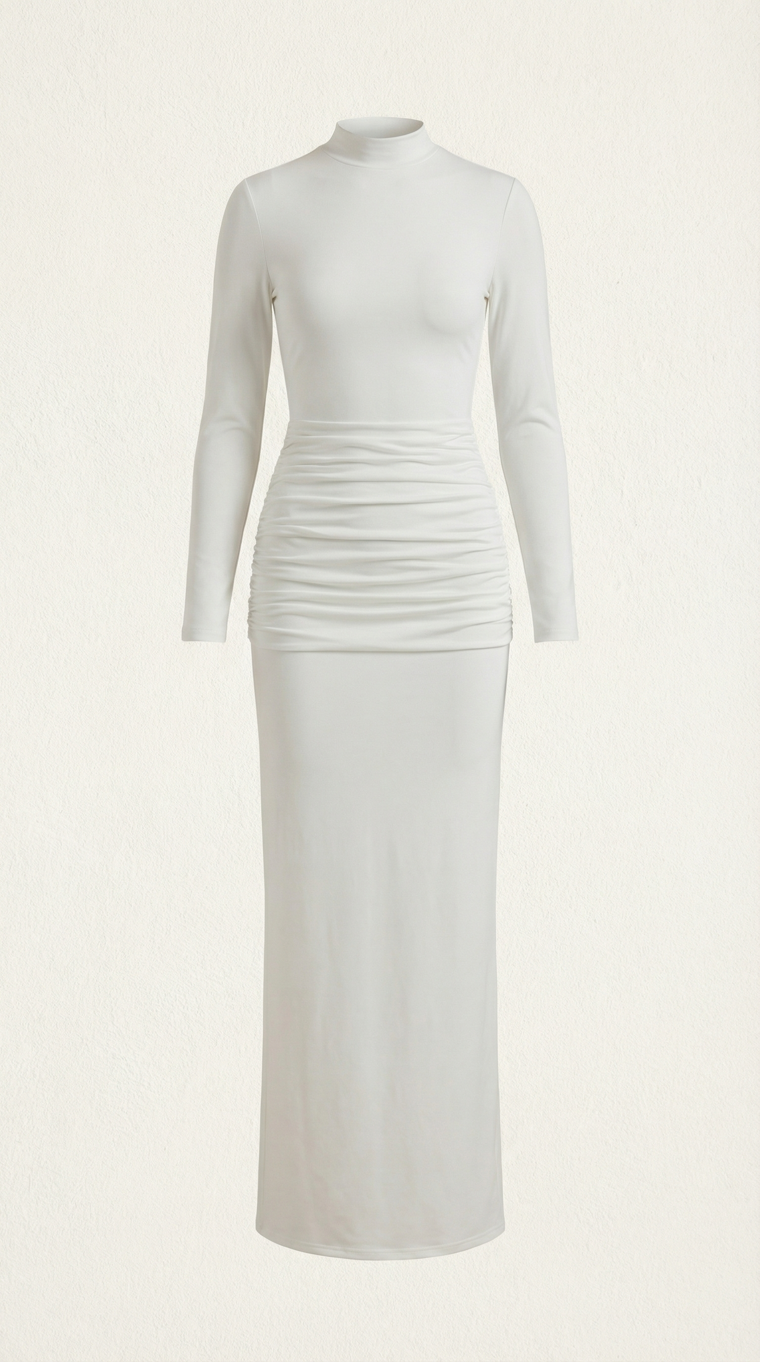 Maxikleid Damen mit Rollkragen und körperbetonntem Langarmschnitt – Hortense