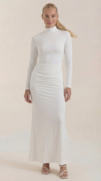 Maxikleid Damen mit Rollkragen und körperbetonntem Langarmschnitt – Hortense