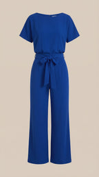 Jumpsuit Damen mit Rundhalsausschnitt und Bindegürtel – Margaux