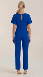 Jumpsuit Damen mit Rundhalsausschnitt und Bindegürtel – Margaux