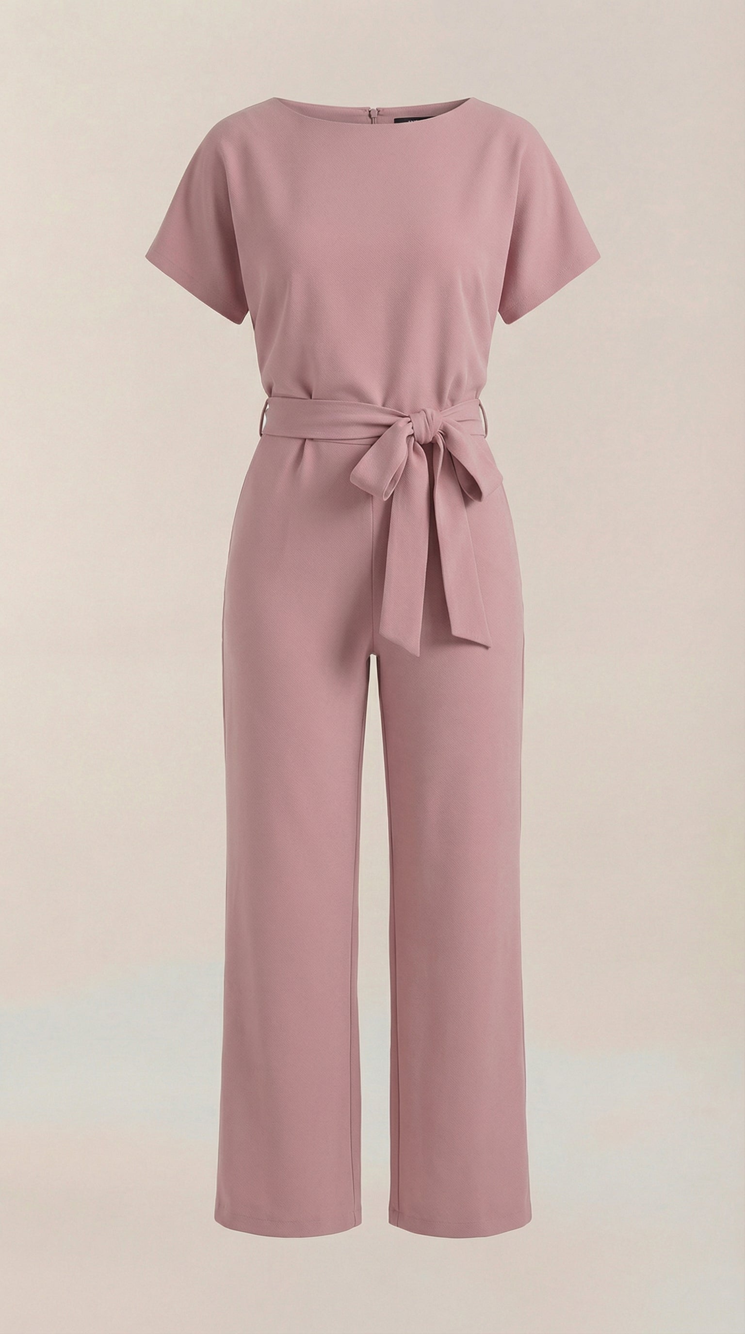 Jumpsuit Damen mit Rundhalsausschnitt und Bindegürtel – Margaux