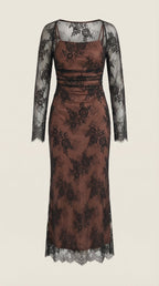 Maxikleid Damen mit floraler Spitze und langem Spitzen-Bolero – Clarisse