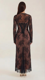 Maxikleid Damen mit floraler Spitze und langem Spitzen-Bolero – Clarisse