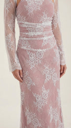 Maxikleid Damen mit floraler Spitze und langem Spitzen-Bolero – Clarisse