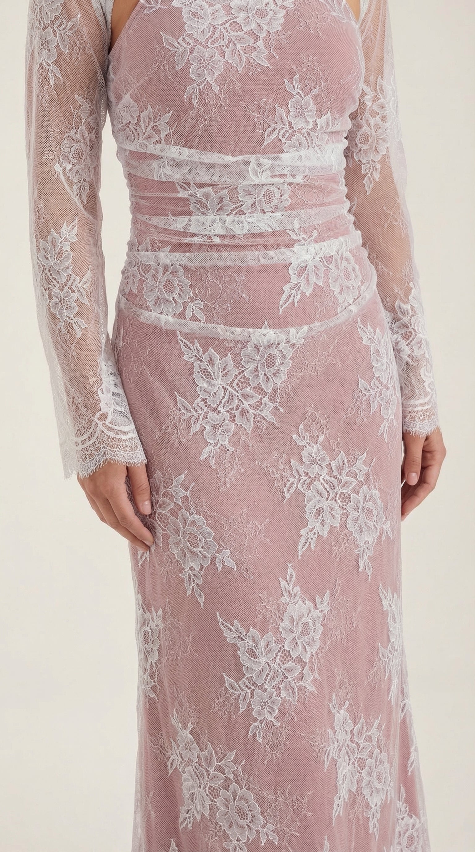 Maxikleid Damen mit floraler Spitze und langem Spitzen-Bolero – Clarisse