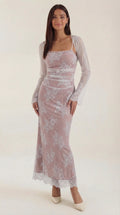 Maxikleid Damen mit floraler Spitze und langem Spitzen-Bolero – Clarisse