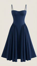 Midikleid Damen mit Corsage und Blumenprint – Gianella