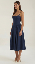 Midikleid Damen mit Corsage und Blumenprint – Gianella