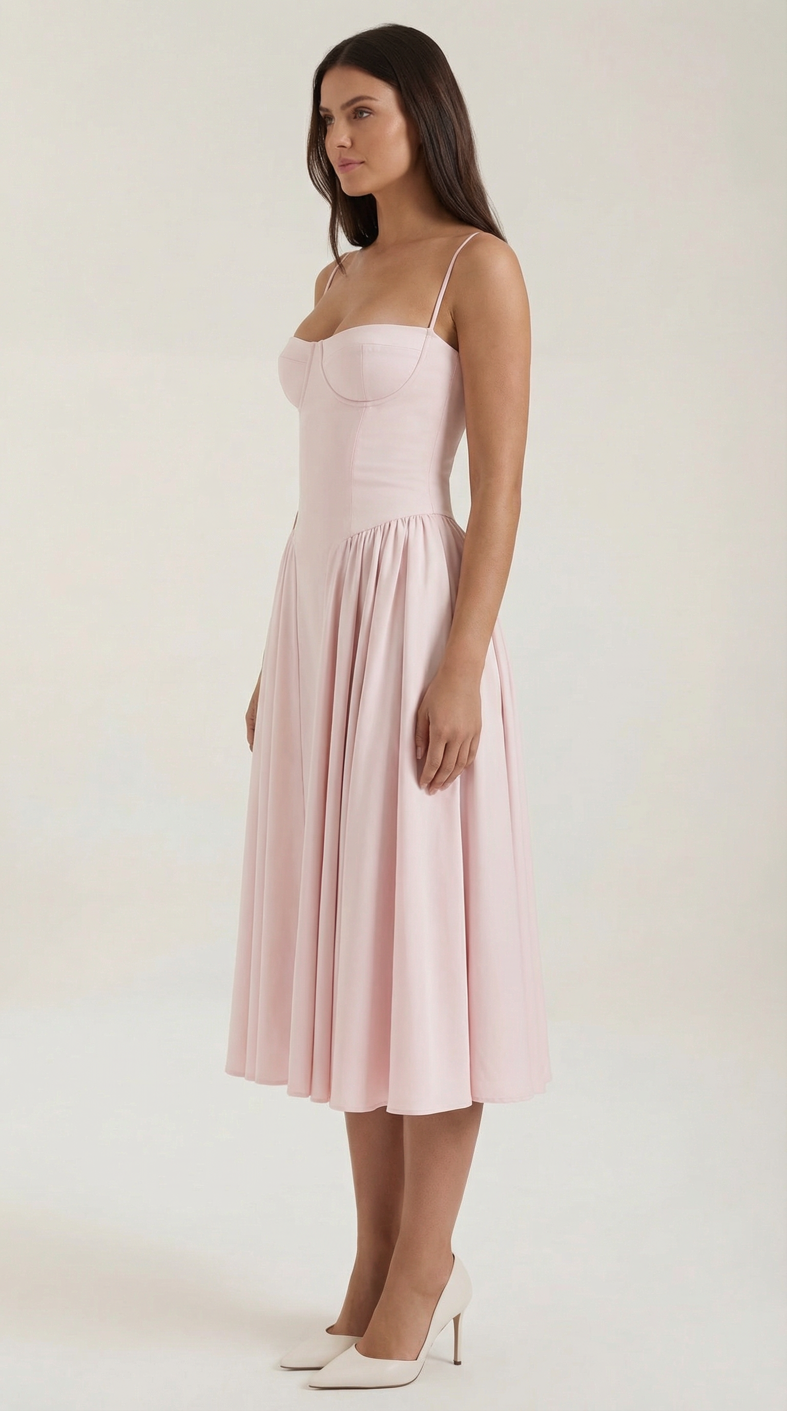 Midikleid Damen mit Corsage und Blumenprint – Gianella