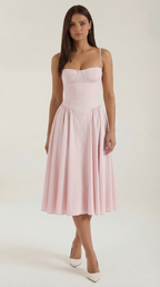 Midikleid Damen mit Corsage und Blumenprint – Gianella
