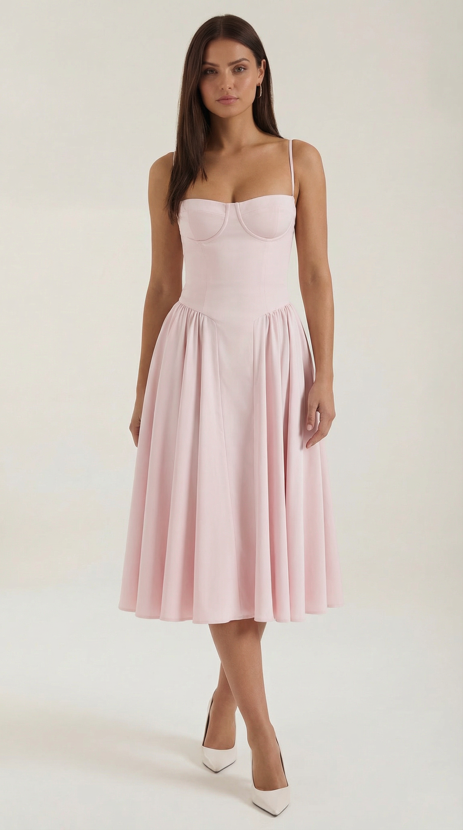 Midikleid Damen mit Corsage und Blumenprint – Gianella