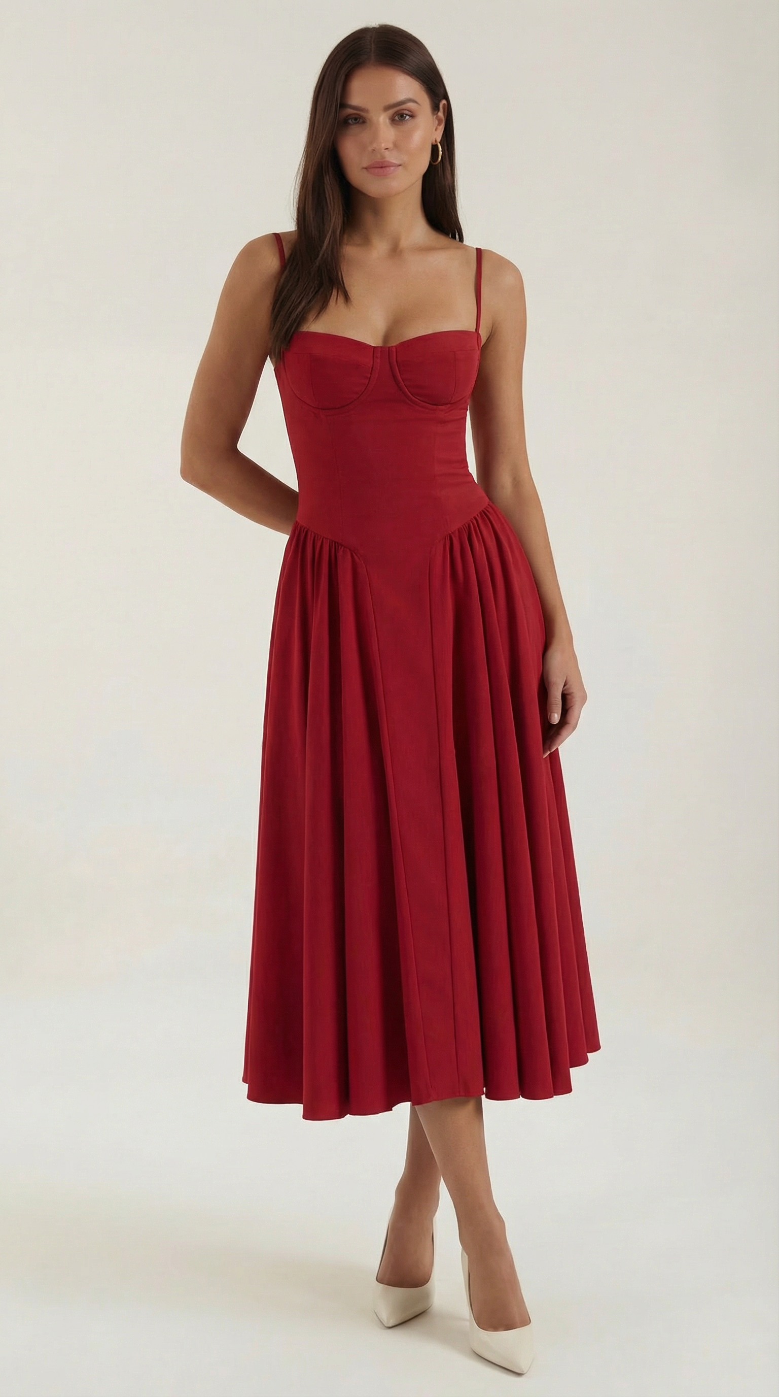 Midikleid Damen mit Corsage und Blumenprint – Gianella