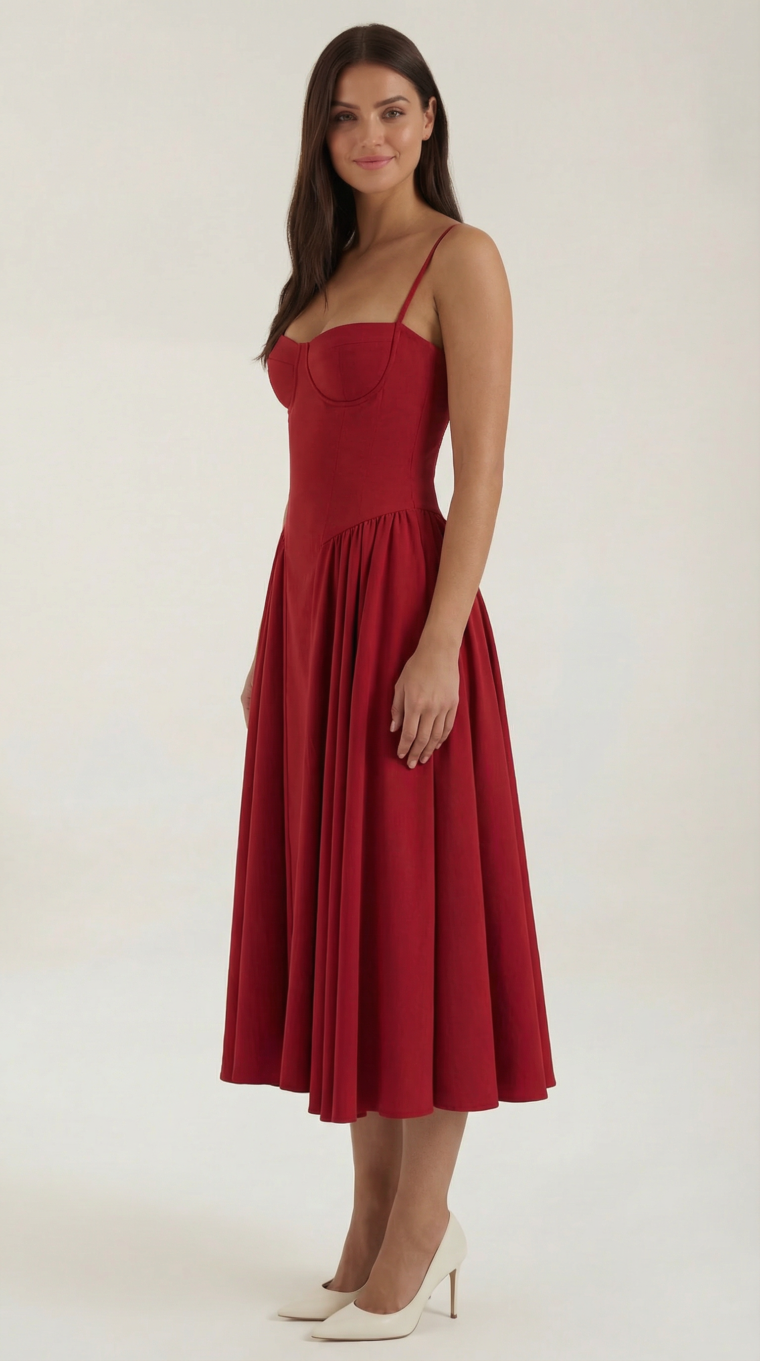 Midikleid Damen mit Corsage und Blumenprint – Gianella