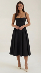 Midikleid Damen mit Corsage und Blumenprint – Gianella