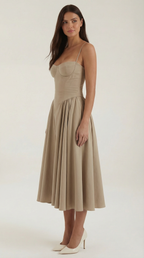 Midikleid Damen mit Corsage und Blumenprint – Gianella