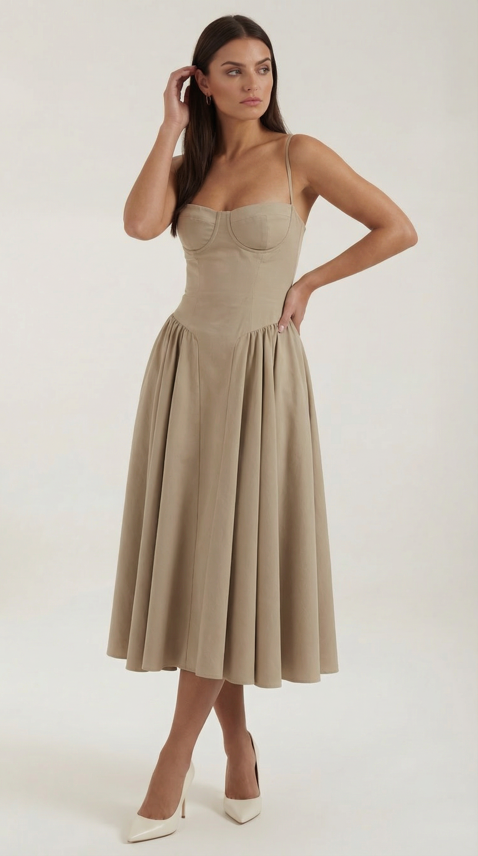 Midikleid Damen mit Corsage und Blumenprint – Gianella