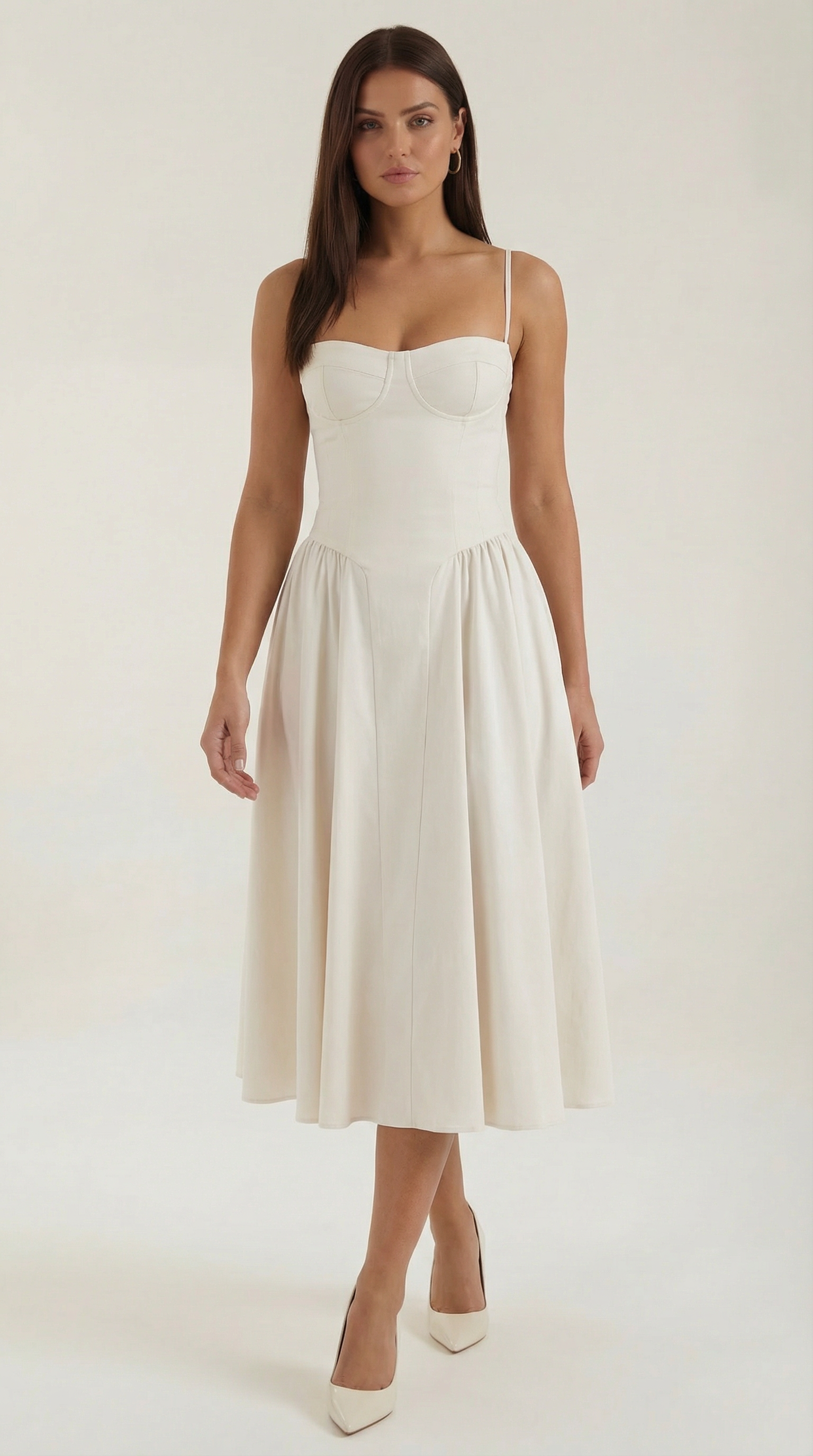 Midikleid Damen mit Corsage und Blumenprint – Gianella
