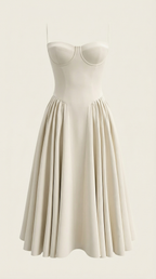 Midikleid Damen mit Corsage und Blumenprint – Gianella