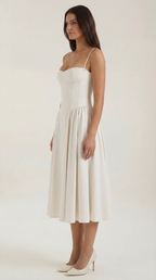Midikleid Damen mit Corsage und Blumenprint – Gianella