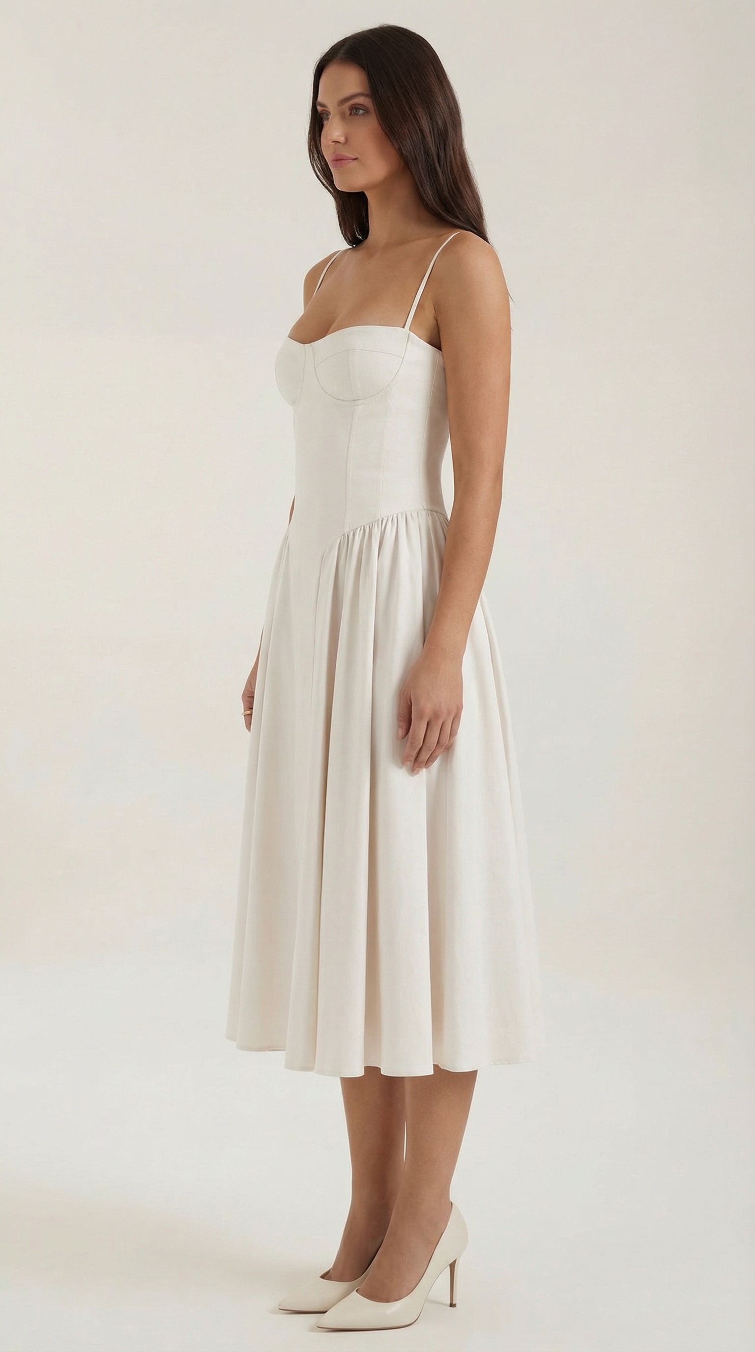 Midikleid Damen mit Corsage und Blumenprint – Gianella